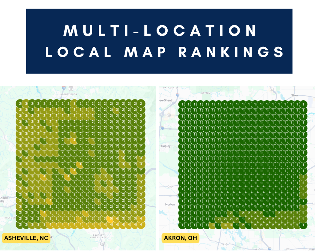 Multi-location local map rankings: Asheville NC and Akron OH